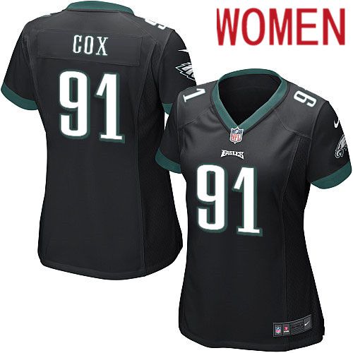 Cheap Women Philadelphia Eagles 91 Fletcher Cox Nike Black Game NFL Jersey